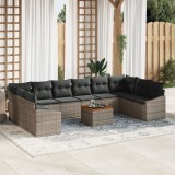 Gossi set canapea gradina 11 piese cu perne gri ratan poli acacia