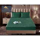 Cumpara ieftin Topper Saltea/Husa de pat matlasata si 2 fete de perne din catifea, cu elastic, model tip topper 180x200 - JO832