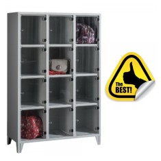 DULAP VESTIAR METALIC CU PICIOARE SI 12 COMPARTIMENTE MAXI USI PLEXI, 1200x500x1800 mm (LxlxH), FIRST