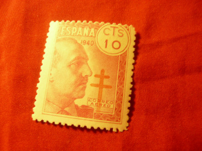 2Timbre Spania 1940 Campania contra Tuberculozei , Gen. Franco , val. 10C si 40C foto