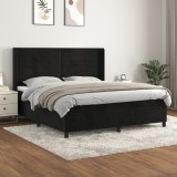 Gossi pat box spring cu saltea, negru, 180x200 cm, catifea
