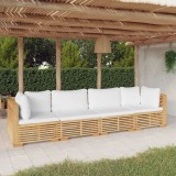 Cumpara ieftin Set mobilier grădină cu perne, 4 piese, lemn masiv de tec
