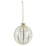 Glob de Craciun, transparent + auriu + alb, 66780000, 8 cm, sticla, rotund