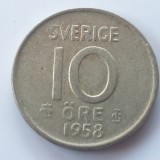 Suedia 10 &ouml;re 1958 argint, Europa