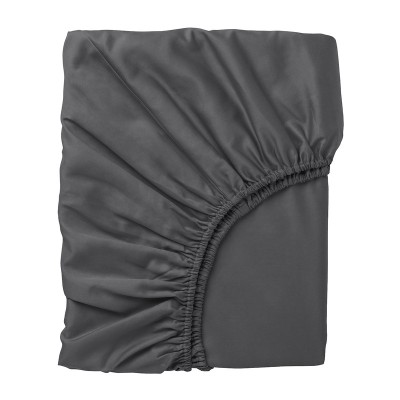 Cearsaf bumbac satinat cu elastic, 140 x 200 cm, Gri foto