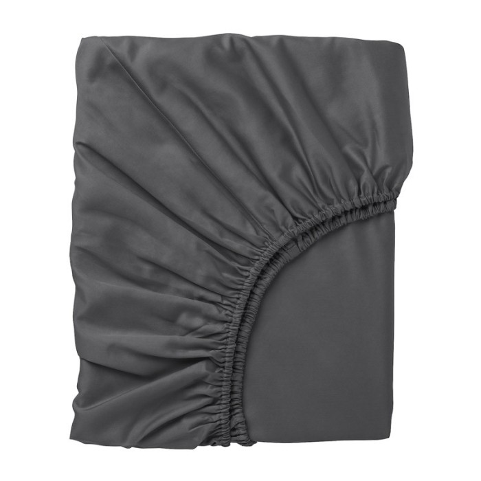 Cearsaf bumbac satinat cu elastic, 140 x 200 cm, Gri