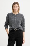 American Vintage cardigan din l&acirc;nă GILET ML COL ROND culoarea gri, VITO19E