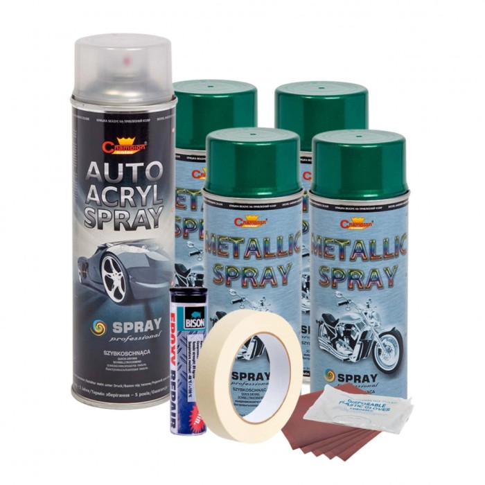 Kit complet reparatie si vopsire jante culoare Verde Metalizat, V4