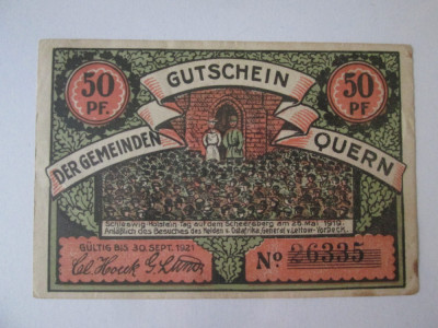 Germania notgeld 50 Pfennig 1921 Quern foto