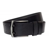 Curea barbati pentru jeans din piele naturala, catarama metalica. cu doua ace, latime 4.5 cm, negru, CK LEATHER