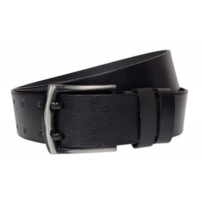 Curea barbati pentru jeans din piele naturala, catarama metalica. cu doua ace, latime 4.5 cm, negru foto