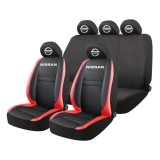 Set Huse Scaune Universale HLX5 Compatibile cu Nissan &ndash; Negru/Rosu