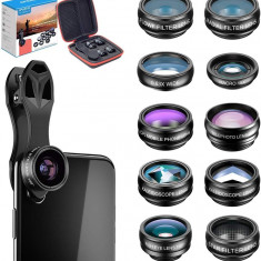 Kit de lentile pentru cameră pentru telefon Axel 10 în 1 cu unghi larg/macro/och
