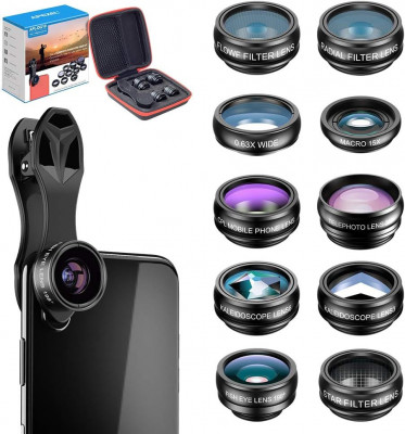 Kit de lentile pentru cameră pentru telefon Axel 10 &amp;icirc;n 1 cu unghi larg/macro/och foto