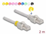 Cablu de retea RJ45 Cat.6A FTP + 20 cleme colorate 2m Gri, Delock 80119