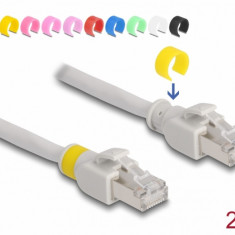Cablu de retea RJ45 Cat.6A FTP + 20 cleme colorate 2m Gri, Delock 80119