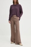 La Petite Fran&ccedil;aise pantaloni din lana PFPARFAIT culoarea bej, evazati, high waist, PFPARFAIT