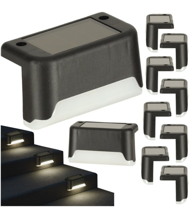 Set 8 lampi solare pentru trepte sau terase, senzor de lumina