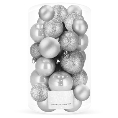 Set globuri de Craciun, 30 bucati, 3 modele, 4/5/6cm, argintiu Household NewTrend foto