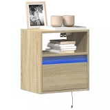 VidaXL Comodă TV de perete cu lumini LED, stejar sonoma, 41x31x45 cm