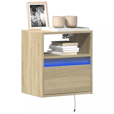 vidaXL Comodă TV de perete cu lumini LED, stejar sonoma, 41x31x45 cm foto