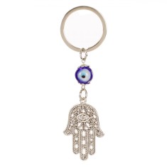 Breloc Metal Fatima cu Ochi Rotund Argintiu Accesoriu Elegant, CMCLASS