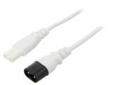 Cablu IEC C7 mamă - IEC C8 tată 0,5m alb 2,5A 2x0,75mm2 PVC