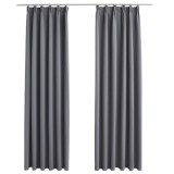 Cumpara ieftin Draperii opace cu carlige, 2 buc., gri, 140 x 225 cm