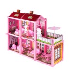 Casa Papusi Plastic Mobilata, cu Papusa, Multicolor, 44cm. Jucarie Fete, Set Mobilier Inclus