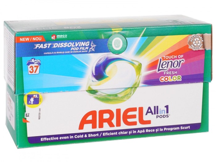 ARIEL All in One PODS, Detergent capsule, Touch of Lenor Color, 37 spalari