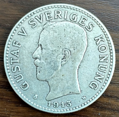 Moneda Suedia - 2 Kronor 1913 - Argint - An rar foto