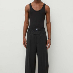 MSGM pantaloni de lână culoarea negru, drept 3640MP07.247200