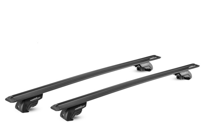 Bare transversale Green Valley Uno Vento Premium Black Aluminiu pentru MAZDA MPV MPV 1999-2006, cu prindere in puncte fixe (profil T)