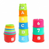 Turnulet din cuburi educationate, set de construit cu numere si litere, buz, Unisex, Oem