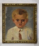 Portret de copil / baiat - nesemnat - ulei/carton