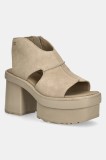 UGG sandale din piele &icirc;ntoarsă New Heights Platform culoarea bej, 1167479-MDSD