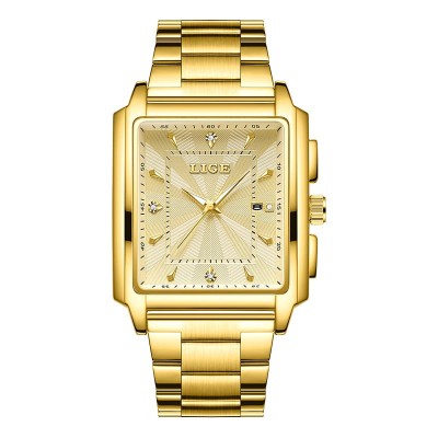 Ceas barbatesc, Lige, Analog, Quartz, Elegant, Casual, Business, Auriu foto