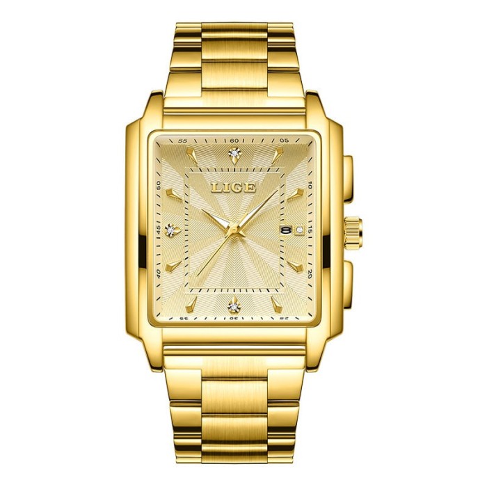 Ceas barbatesc, Lige, Analog, Quartz, Elegant, Casual, Business, Auriu