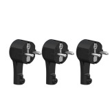 Țap de curent extra plat, unghiulat, pachet cu 3 bucăți, 250V 16A, cu protecție la tracțiune &ndash; Negru