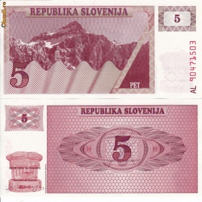 SLOVENIA 5 tolar 1990 UNC!!! foto