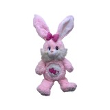 Iepure roz cu inimioare din plus foarte pufos 55cm