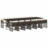 Cumpara ieftin Set mobilier de gradina, 13 piese, maro, cu perne, poliratan
