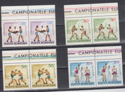 M1 TX9 2 - 1969 - Campionatele europene de box - perechi de cate doua timbre foto