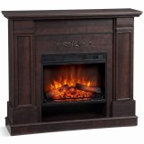 HOMCOM Șemineu electric de podea/&icirc;ncastrabil, 1800 W, cu ramă, raft pentru TV de p&acirc;nă la 55", efect de flacără 3D și timer, maro | Aosom Romania