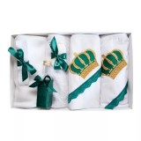 Cumpara ieftin Trusou Botez 7 piese, personalizat cu broderie - &quot;Cu drag de la Nasi&quot; - Coroana de print VERDE - TB64
