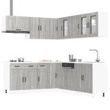 Cumpara ieftin Set de dulapuri de bucătărie 11 piese &bdquo;Kalmar&rdquo; lemn Sonoma gri