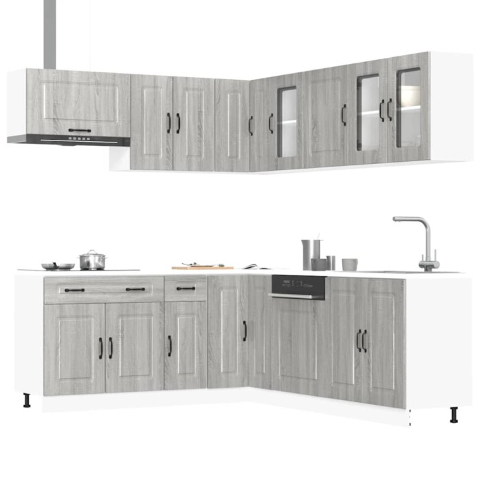 Set de dulapuri de bucătărie 11 piese &bdquo;Kalmar&rdquo; lemn Sonoma gri