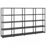 Cumpara ieftin Raft de depozitare cu 5 polițe, negru, 284x38x170 cm, plastic