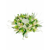 Buchet mediu personalizabil cu trandafiri si flori uscate (Alb, Verde)