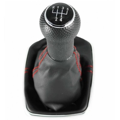 Nuca schimbator viteze premium cu manson compatibil Volkswagen Golf 4 MK4 1997-2005 FX-03 Rosu 5 Trepte foto